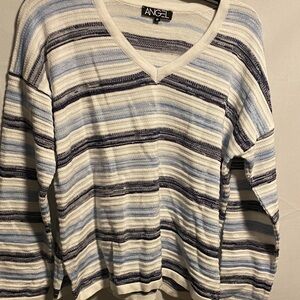 Angel Blue and White Striped Knit Top